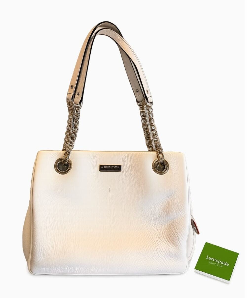 Kate Spade Cooper Square Zippered Darcy Doe Ivory Cream Patent Leather Tote Bag
